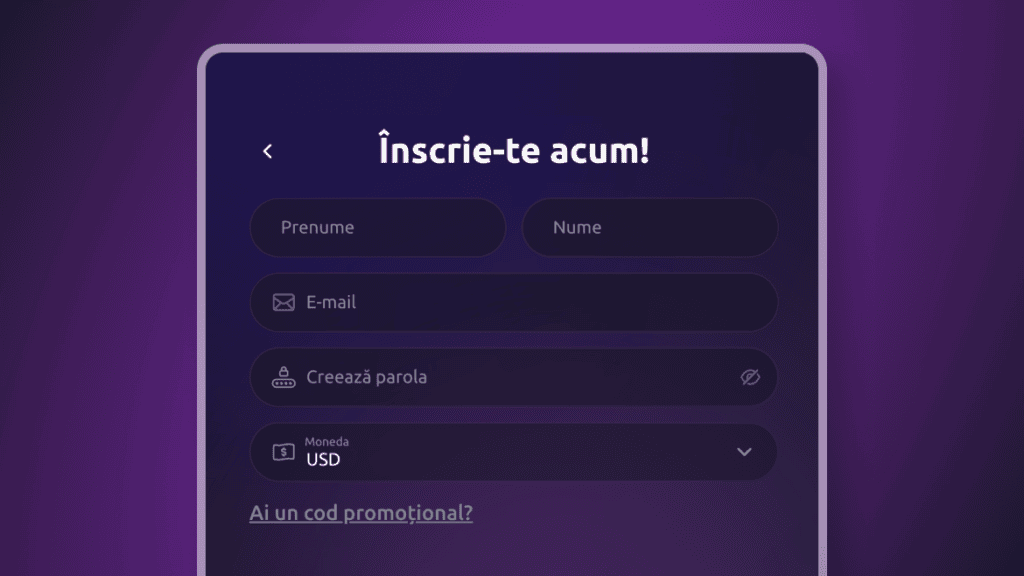 Completează câmpurile din formularul de înregistrare