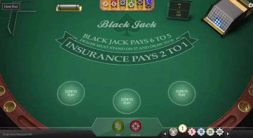 Joacă gratis Single Deck BlackJack MH