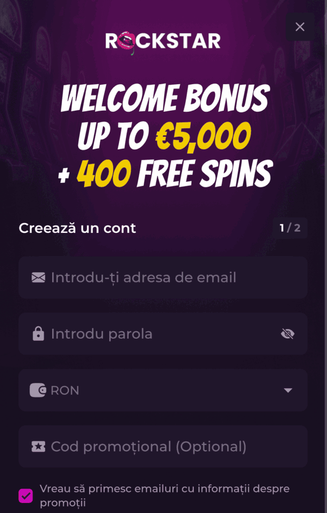 Pe pagina de start, click pe butonul "Înregistrare"
