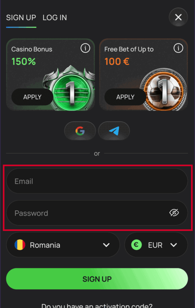 Completează cele 2 câmpuri goale și bifează cele 2 casete din formularul de înscriere