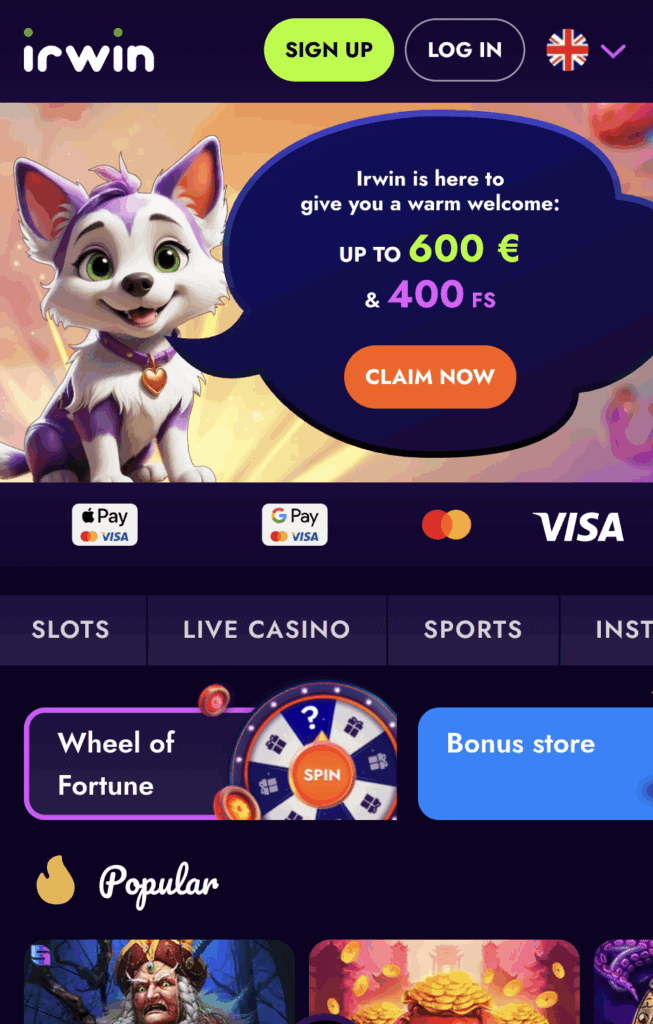 Apasă butonul "Sign Up" după ce ai accesat platforma cazinoului