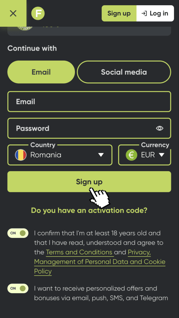 Glisează butonul de la cele două casete pe ON
