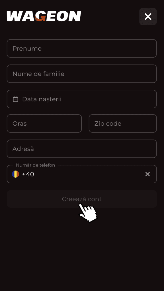 Completează partea a doua parte a formularului și apasă butonul “Creează cont”