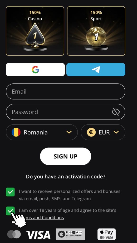 Bifează casetele din cererea de deschidere cont