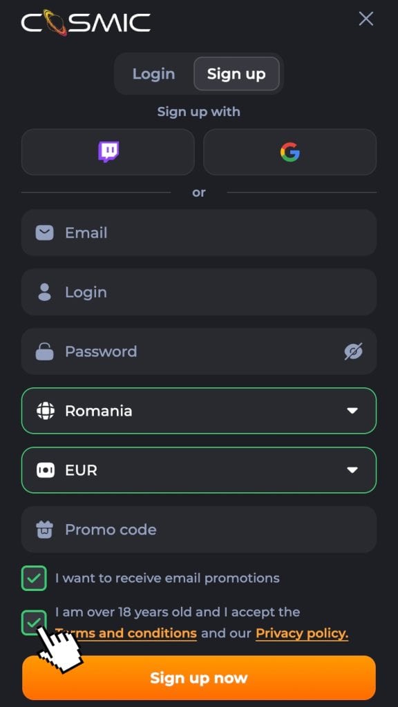 Completează cererea de înregistrare